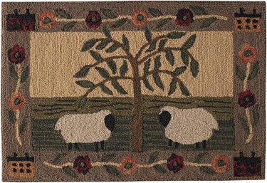 Willow and Sheep Hooked Rug - Park Designs - The Fox Decor